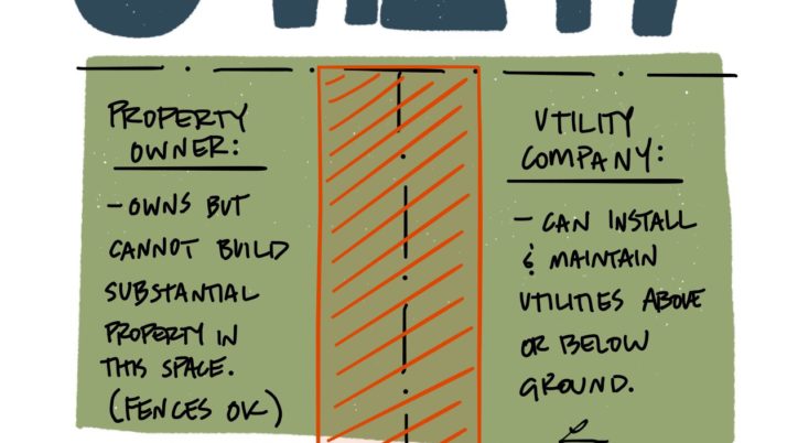 Utility easements allow for temporary structures only. #AREsketches