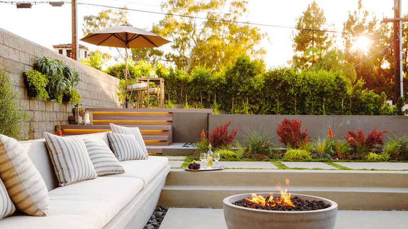 This is a much more permanent built-in furniture design with cast-in-place seating. I don't have near this amount of grade in my backyard...or near this amount of budget...but a girl can dream. #backyard inspiration via www.L-2-Design.com