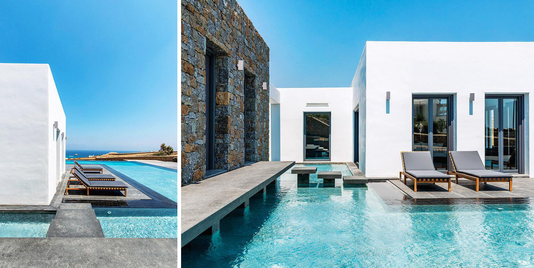 The white cube by People is a gorgeous display of a modern backyard of Greece. #backyard inspiration via www.L-2-Design.com