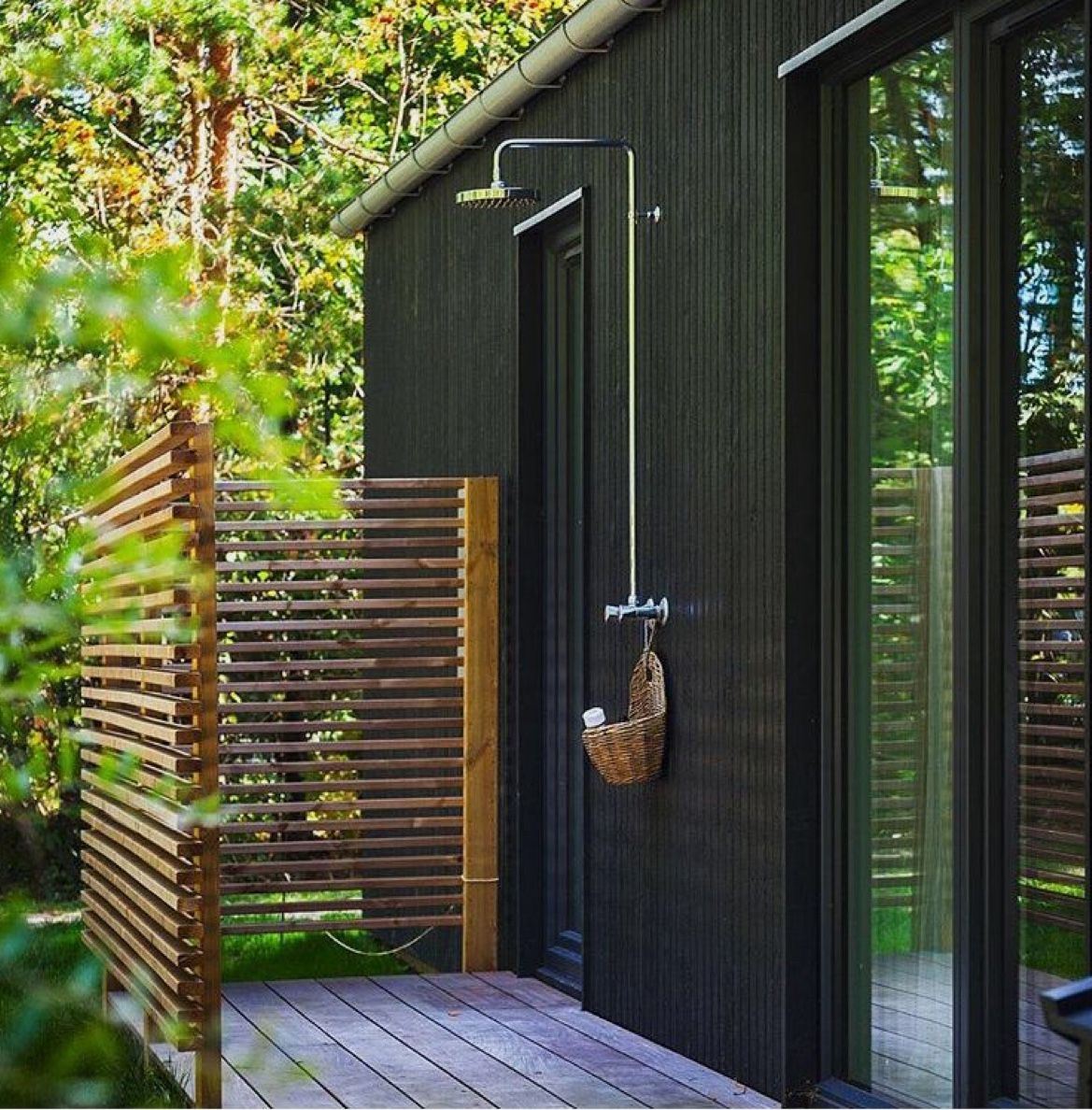 Another simple outdoor shower solution shows that you don't need bells and whistles to make a great space to get clean. #backyard inspiration via www.L-2-Design.com